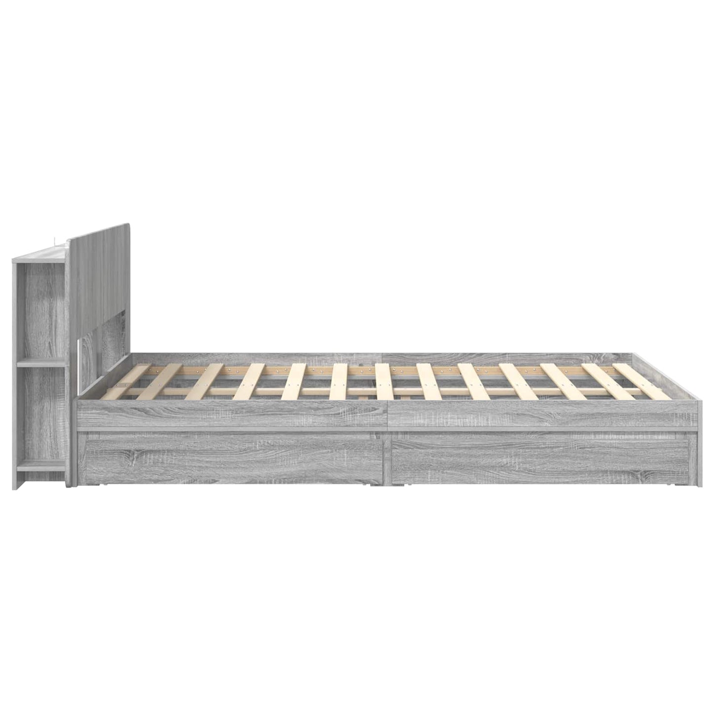 Bed Frame with Storage Grey Sonoma 140 x 200 cm Engineered Wood