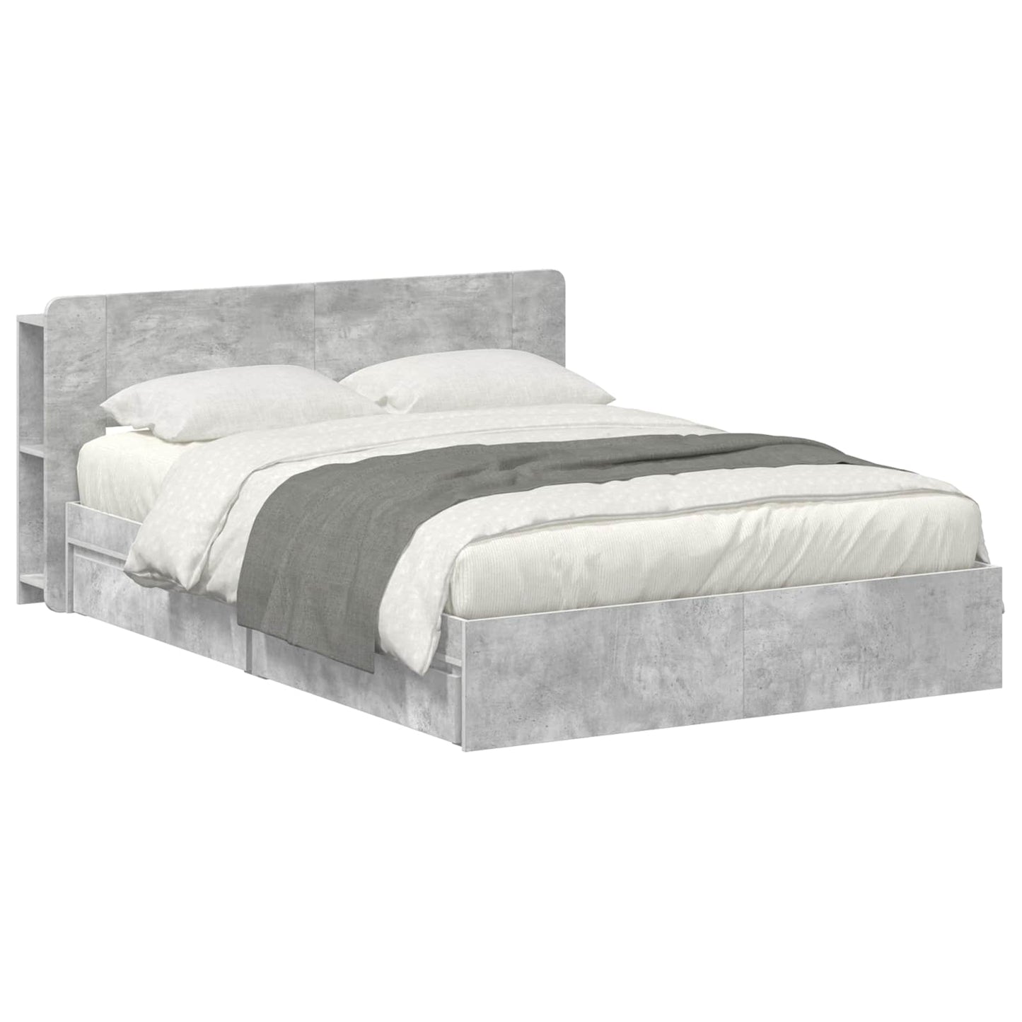 Bed Frame with Storage with Drawer Concrete Grey 150 x 200 cm