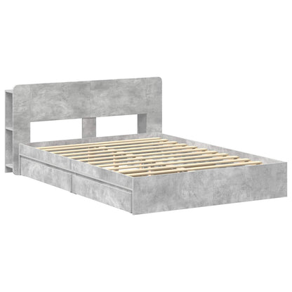 Bed Frame with Storage with Drawer Concrete Grey 150 x 200 cm