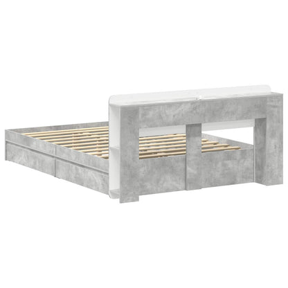 Bed Frame with Storage with Drawer Concrete Grey 150 x 200 cm