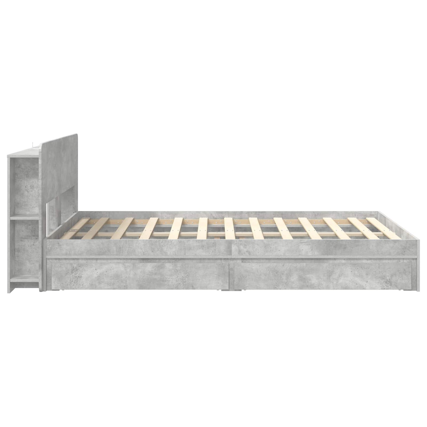 Bed Frame with Storage with Drawer Concrete Grey 150 x 200 cm