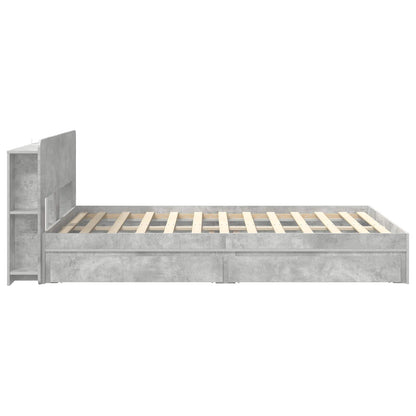 Bed Frame with Storage with Drawer Concrete Grey 150 x 200 cm