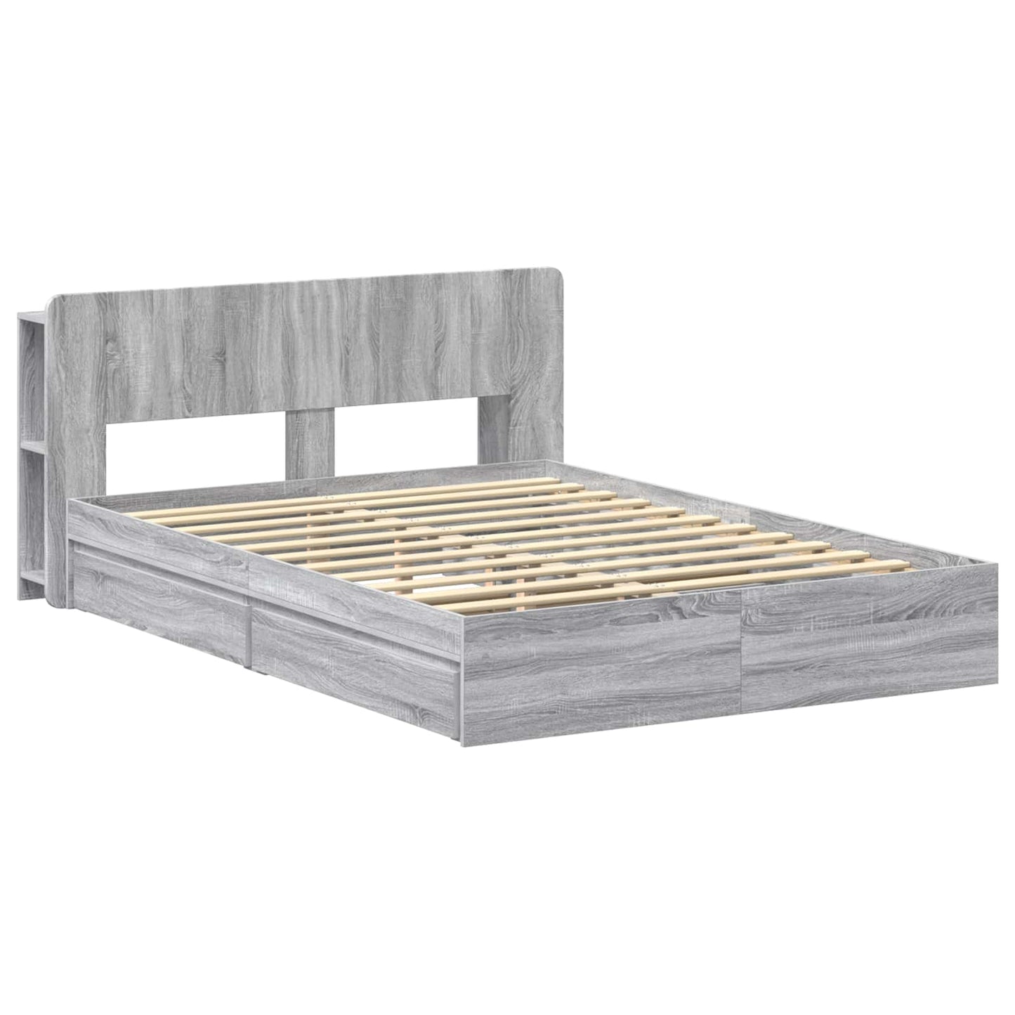 Bed Frame with Storage Grey Sonoma 150 x 200 cm Engineered Wood