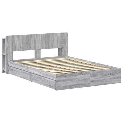 Bed Frame with Storage Grey Sonoma 150 x 200 cm Engineered Wood