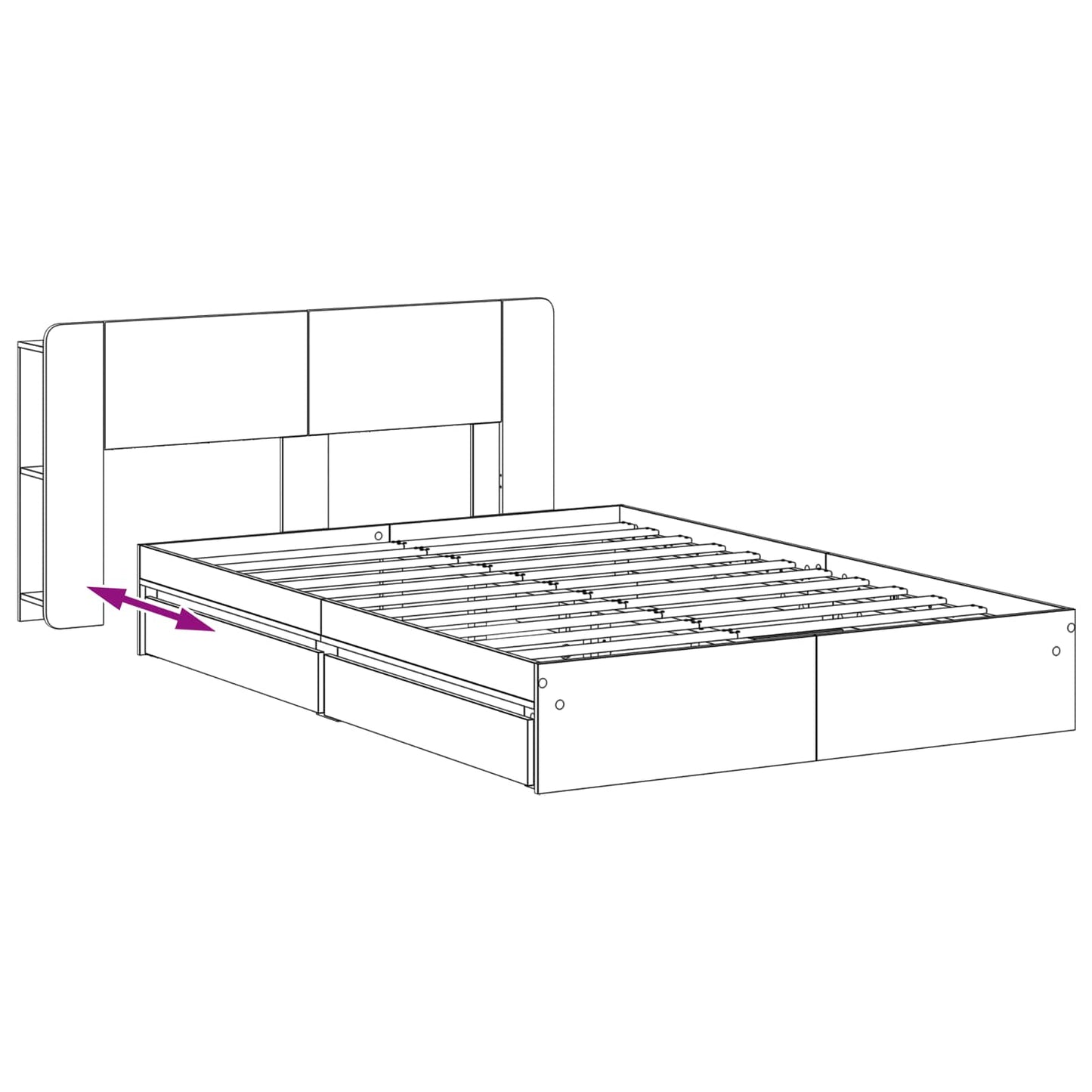 Bed Frame with Storage Grey Sonoma 160 x 200 cm Engineered Wood