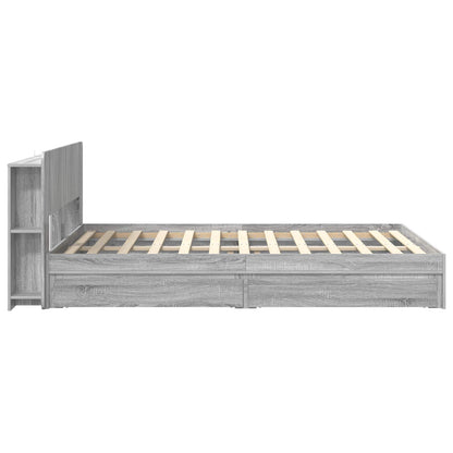Bed Frame with Storage Grey Sonoma 160 x 200 cm Engineered Wood