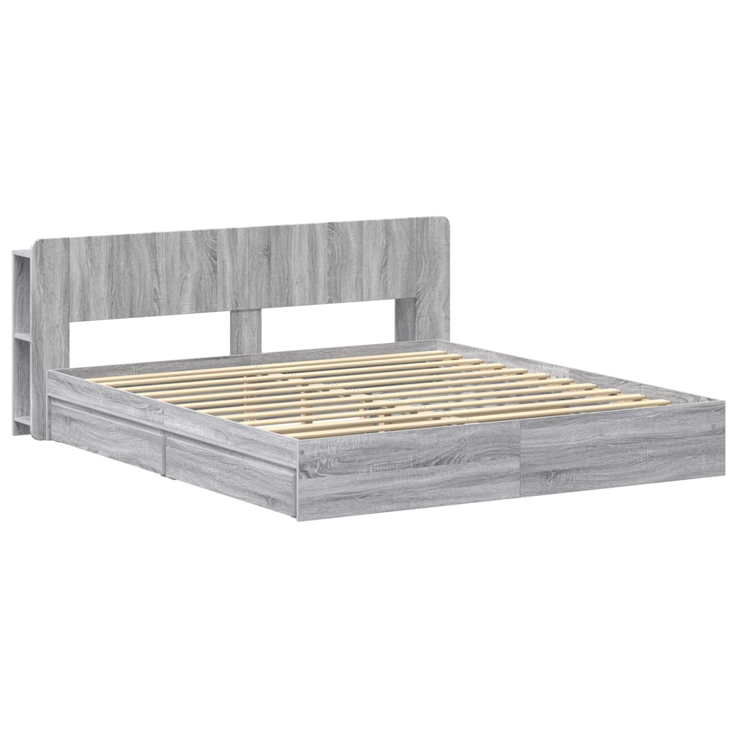 Bed Frame with Storage Grey Sonoma 180 x 200 cm Engineered Wood