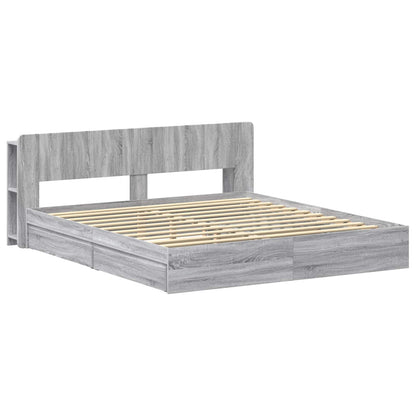 Bed Frame with Storage Grey Sonoma 180 x 200 cm Engineered Wood