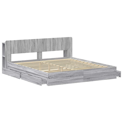 Bed Frame with Storage Grey Sonoma 180 x 200 cm Engineered Wood