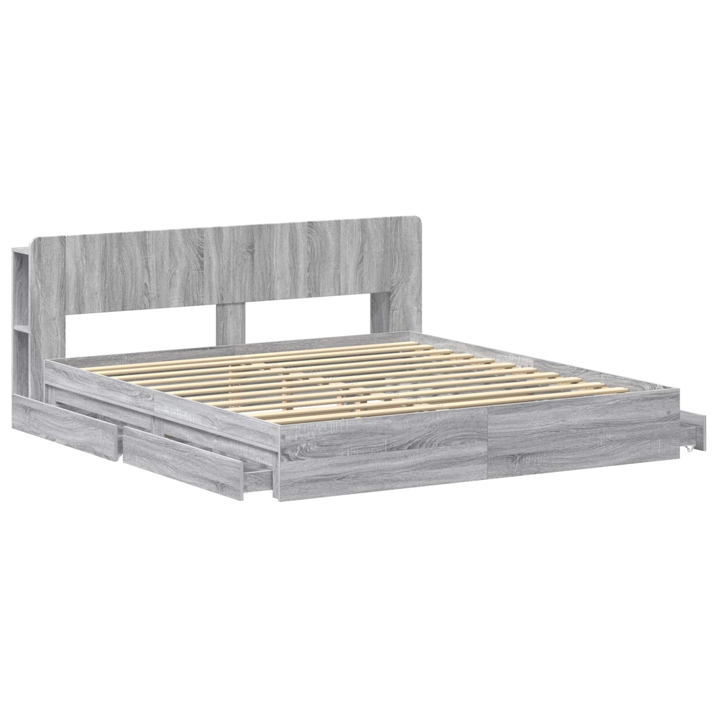 Bed Frame with Storage Grey Sonoma 180 x 200 cm Engineered Wood