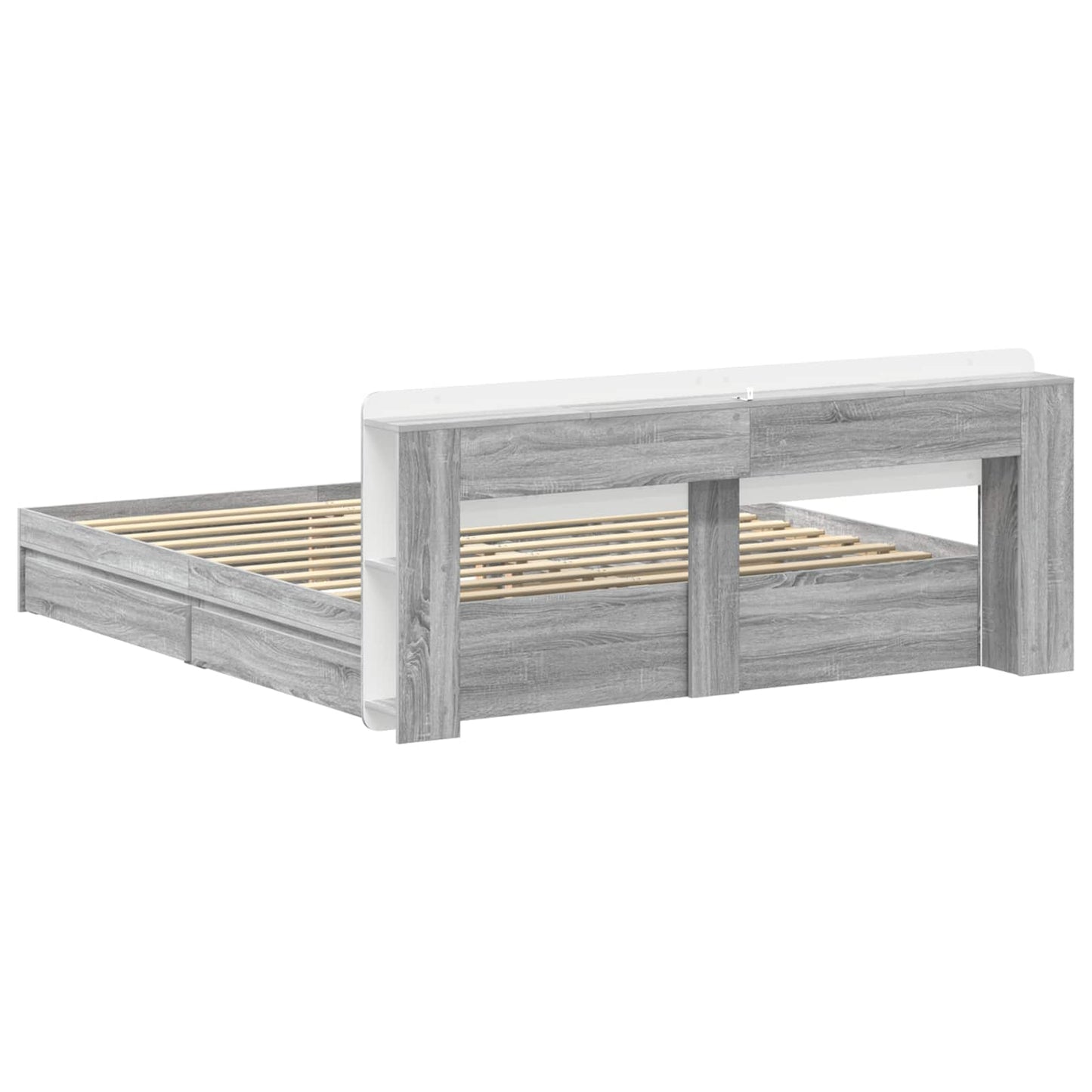 Bed Frame with Storage Grey Sonoma 180 x 200 cm Engineered Wood