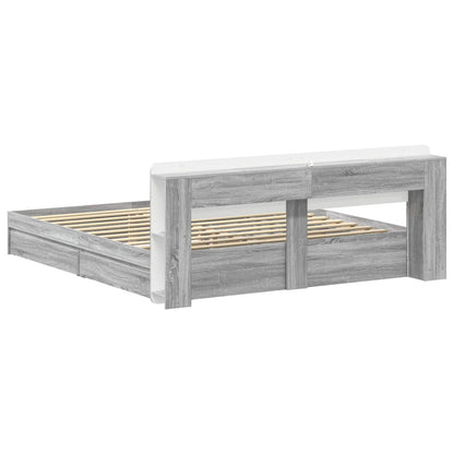 Bed Frame with Storage Grey Sonoma 180 x 200 cm Engineered Wood