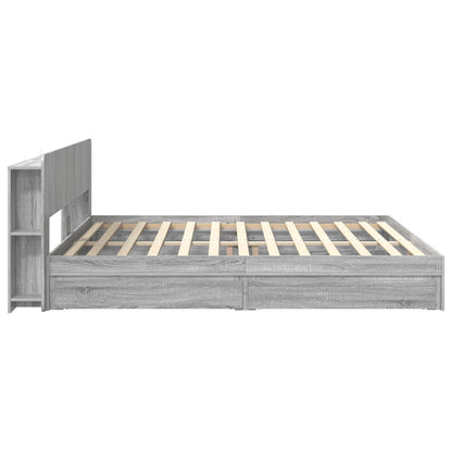 Bed Frame with Storage Grey Sonoma 180 x 200 cm Engineered Wood