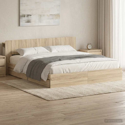 Bed Frame with Storage Sonoma Oak 180 x 200 cm Engineered Wood