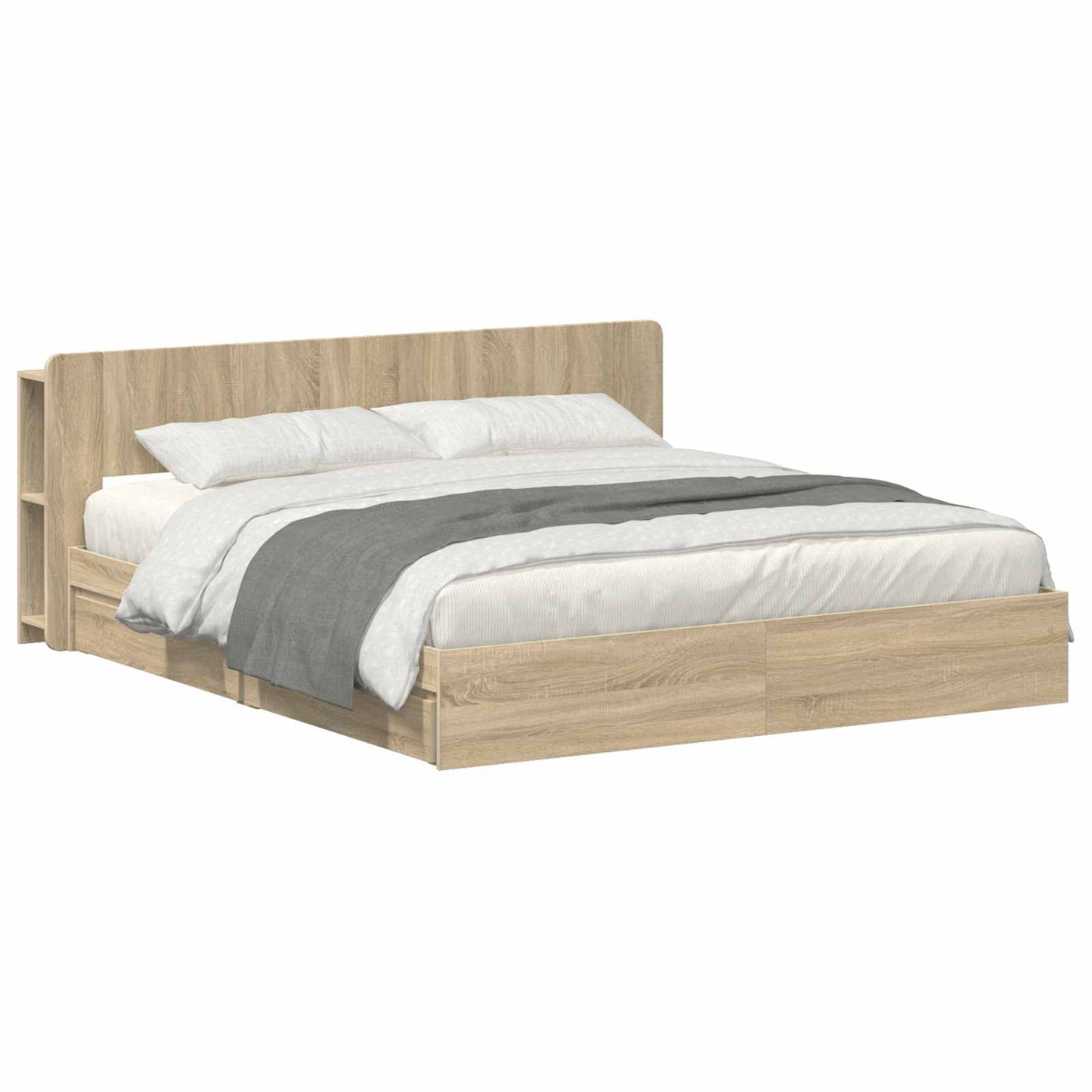 Bed Frame with Storage Sonoma Oak 180 x 200 cm Engineered Wood