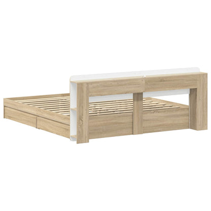 Bed Frame with Storage Sonoma Oak 180 x 200 cm Engineered Wood