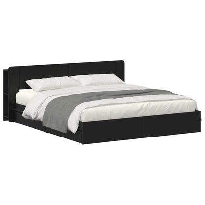 Bed Frame with Storage Black 200 x 200 cm Engineered Wood