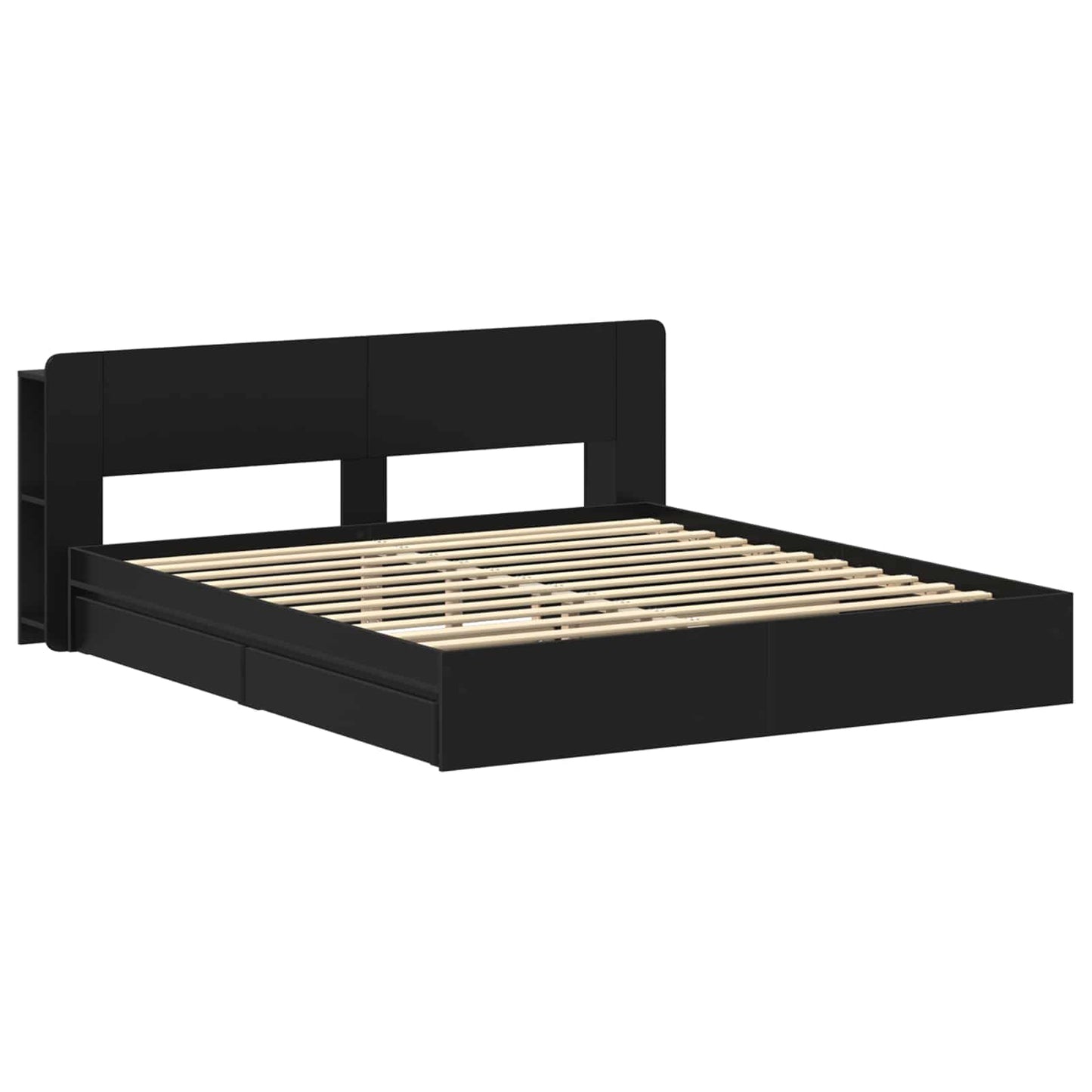Bed Frame with Storage Black 200 x 200 cm Engineered Wood