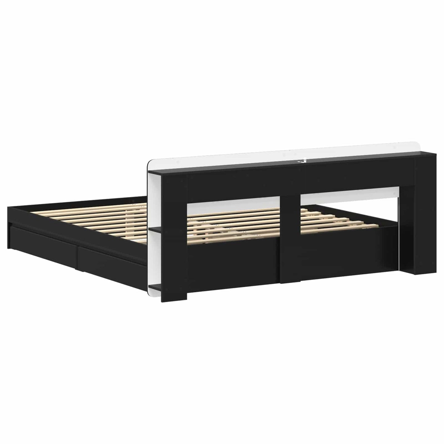 Bed Frame with Storage Black 200 x 200 cm Engineered Wood