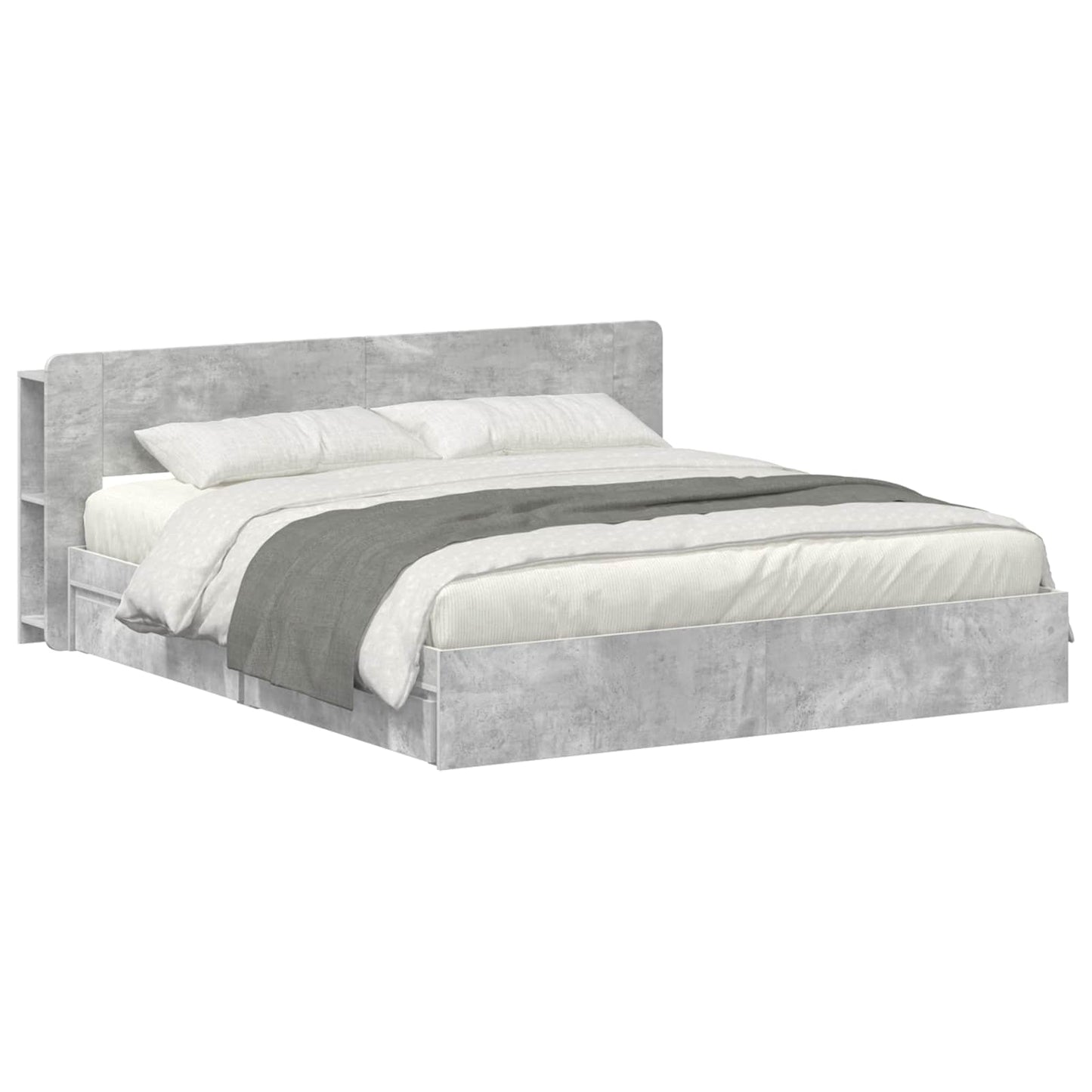 Bed Frame with Storage with Drawer Concrete Grey 200 x 200 cm