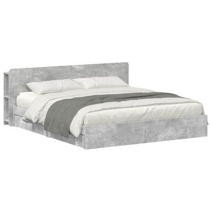 Bed Frame with Storage with Drawer Concrete Grey 200 x 200 cm