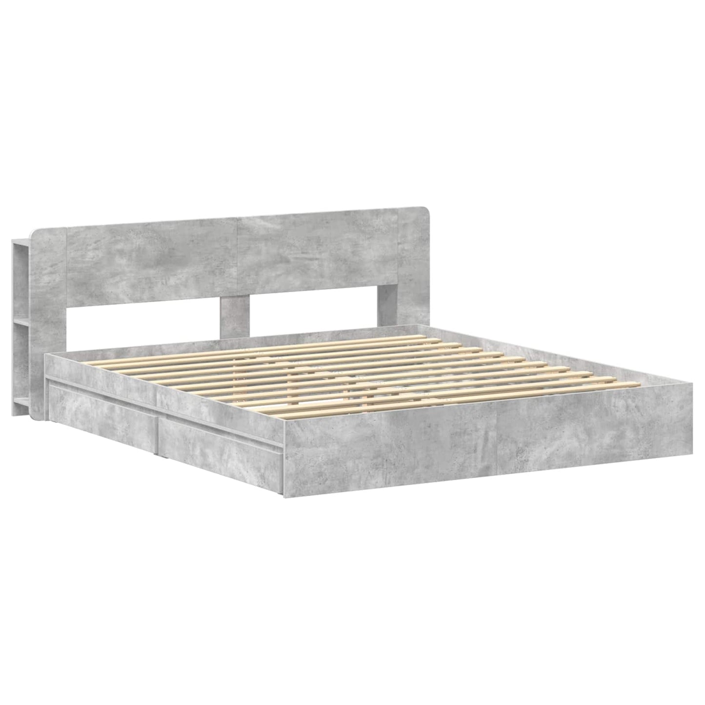 Bed Frame with Storage with Drawer Concrete Grey 200 x 200 cm