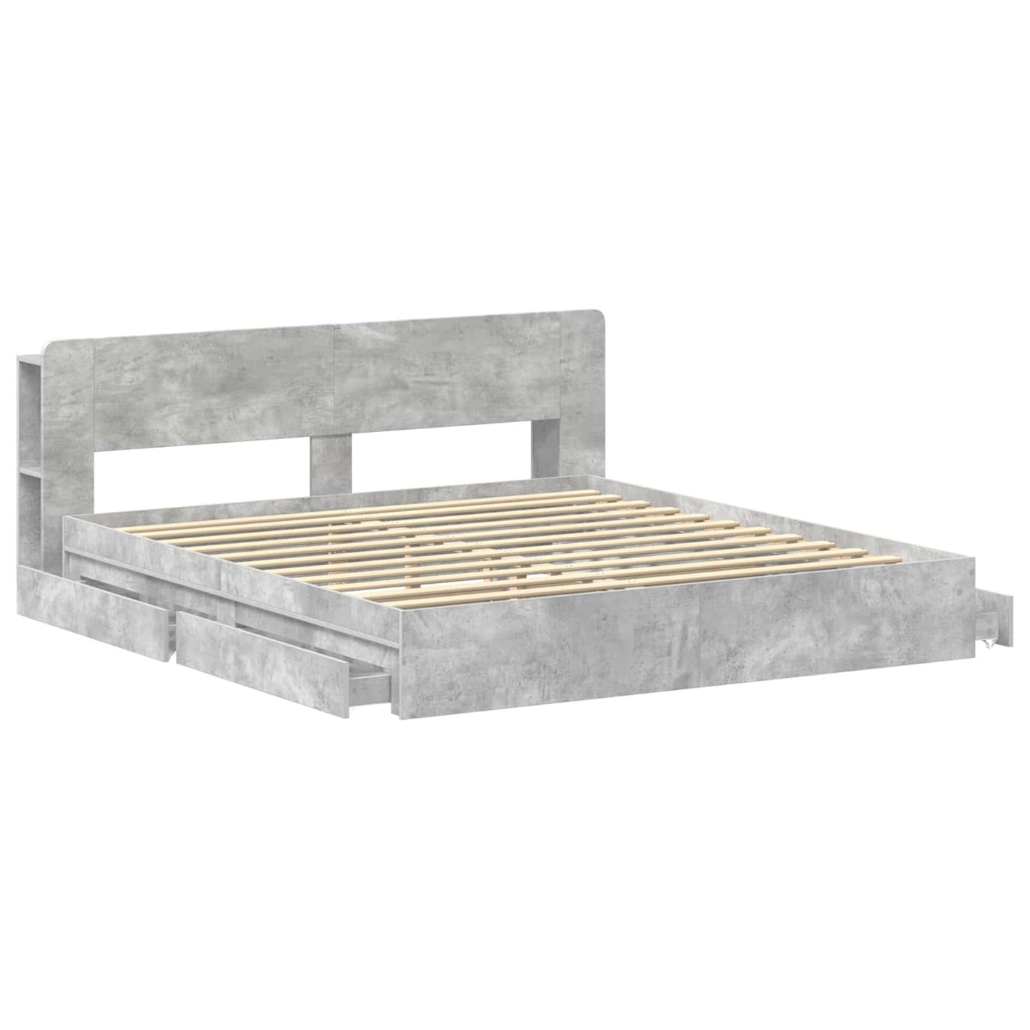 Bed Frame with Storage with Drawer Concrete Grey 200 x 200 cm