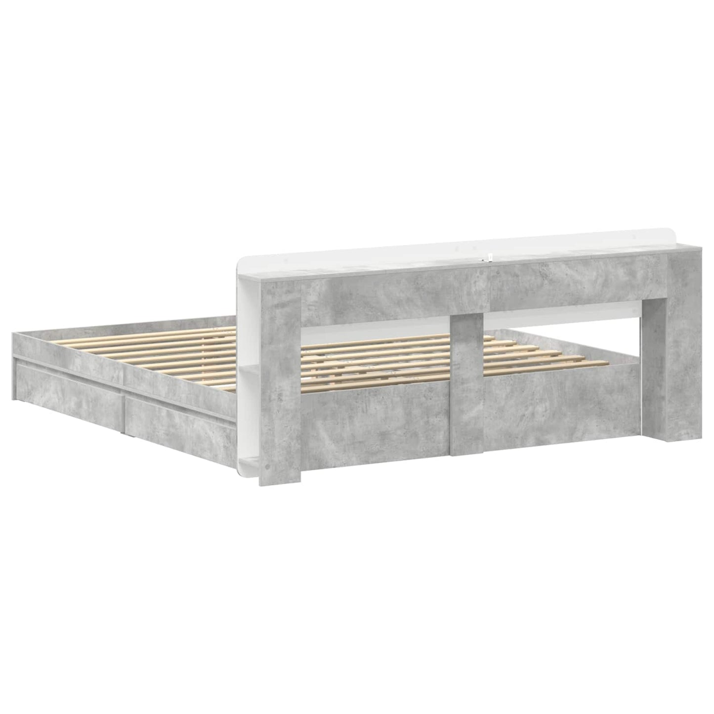 Bed Frame with Storage with Drawer Concrete Grey 200 x 200 cm