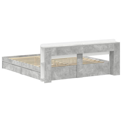 Bed Frame with Storage with Drawer Concrete Grey 200 x 200 cm