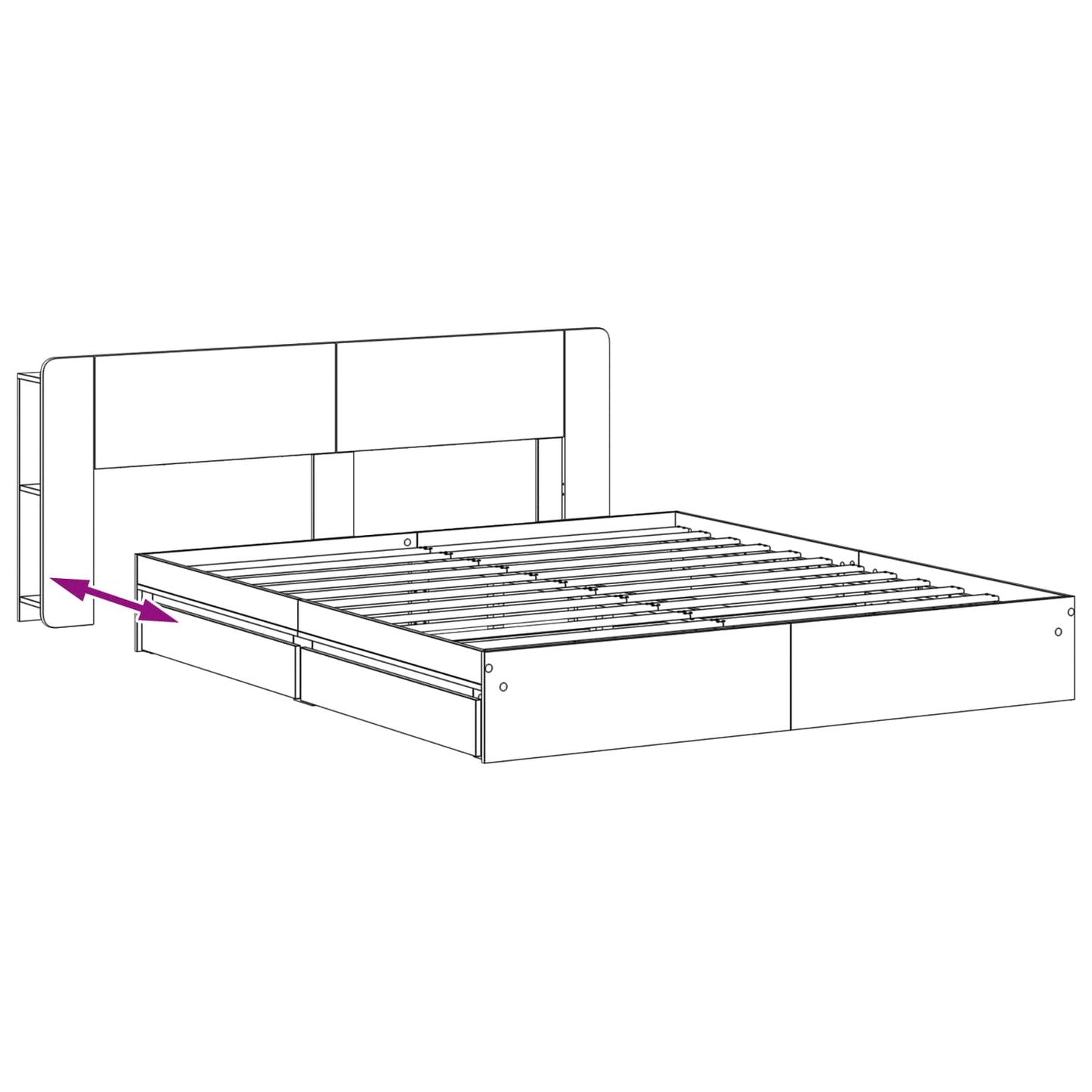 Bed Frame with Storage with Drawer Concrete Grey 200 x 200 cm