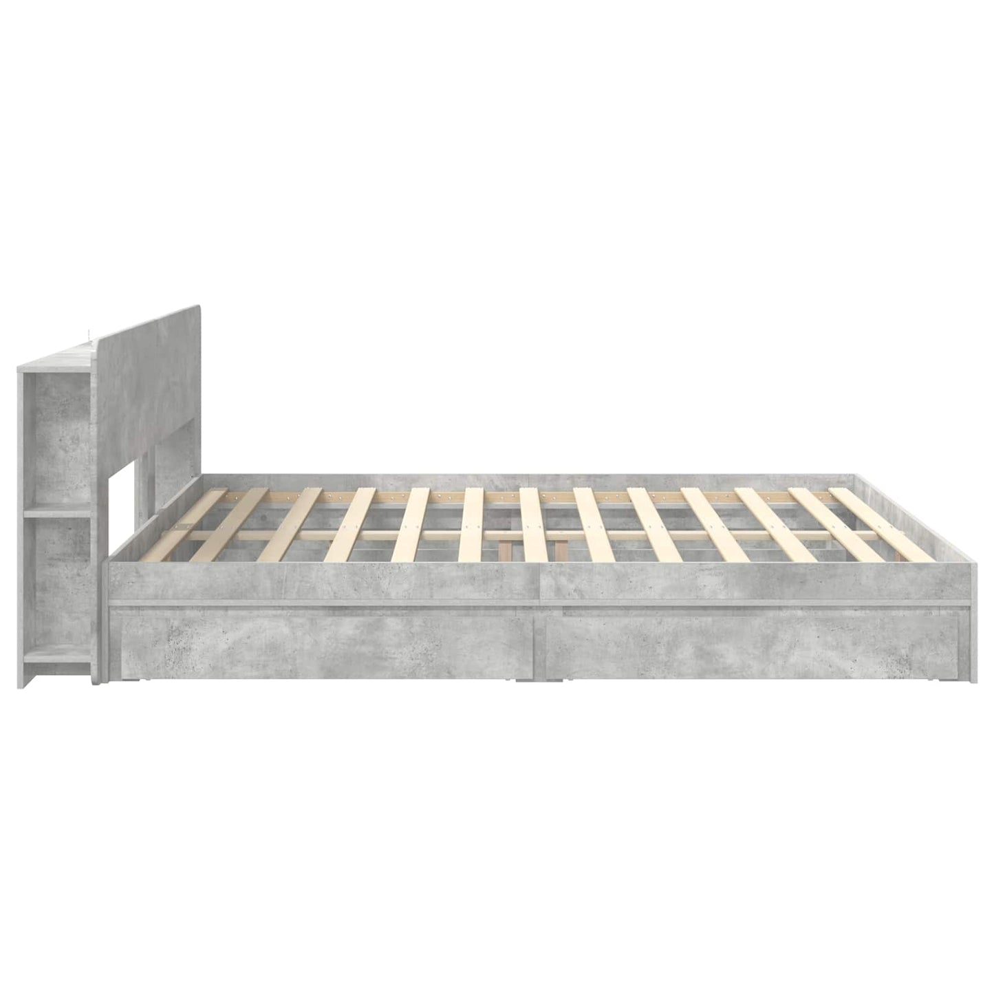 Bed Frame with Storage with Drawer Concrete Grey 200 x 200 cm
