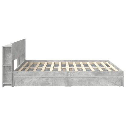 Bed Frame with Storage with Drawer Concrete Grey 200 x 200 cm