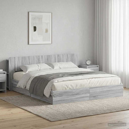 Bed Frame with Storage Grey Sonoma 200 x 200 cm Engineered Wood