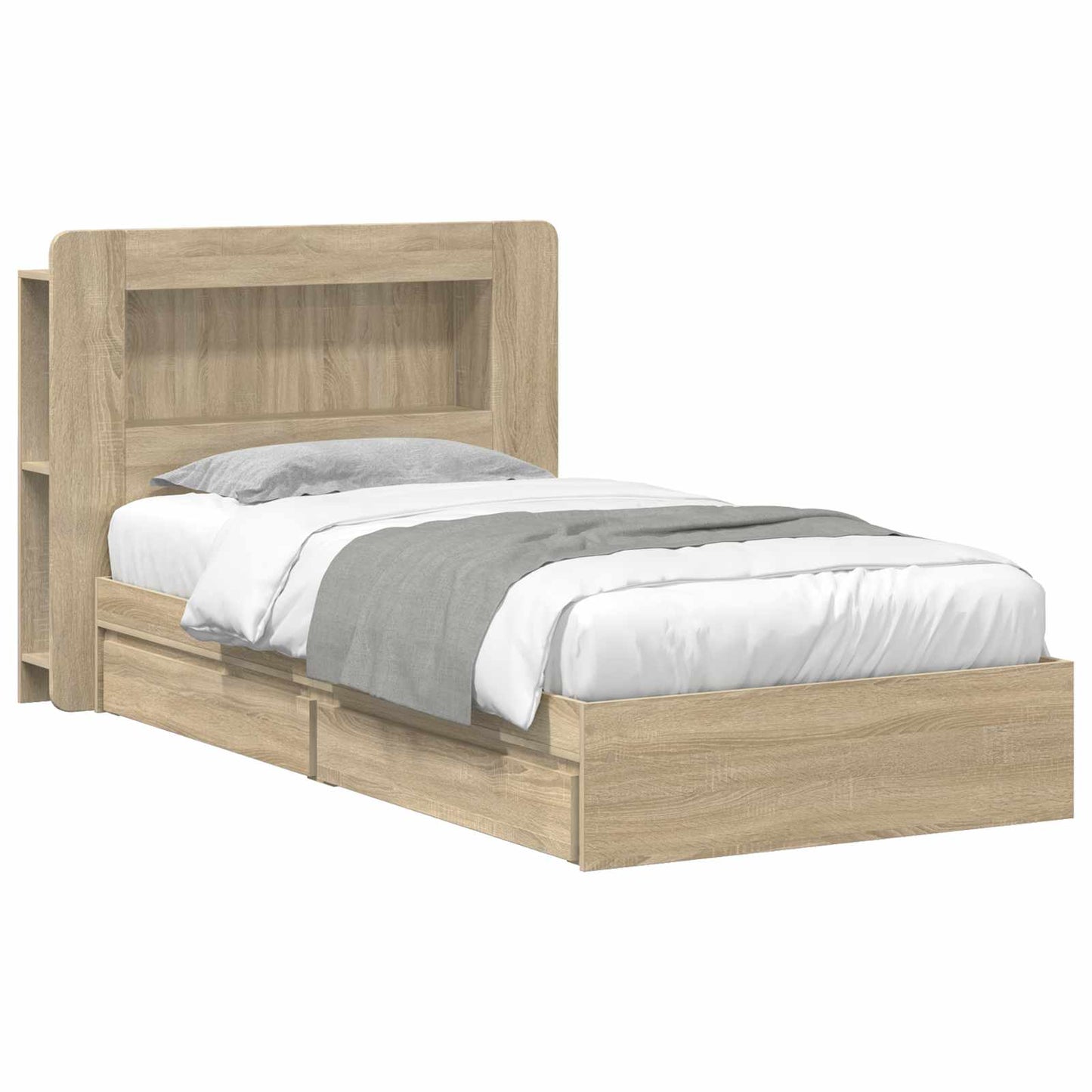 Bed Frame with Storage Sonoma Oak 75 x 190 cm Engineered Wood