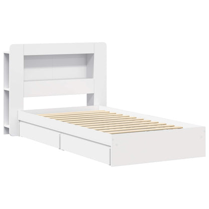 Bed Frame with Storage White 75 x 190 cm Engineered Wood