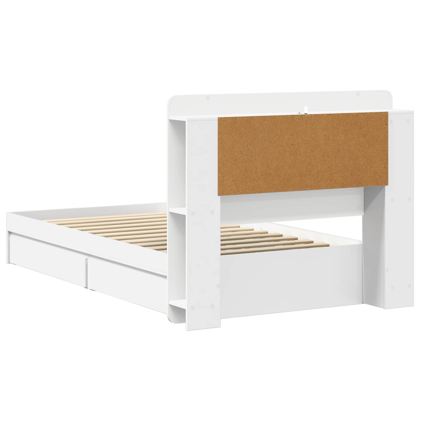 Bed Frame with Storage White 75 x 190 cm Engineered Wood