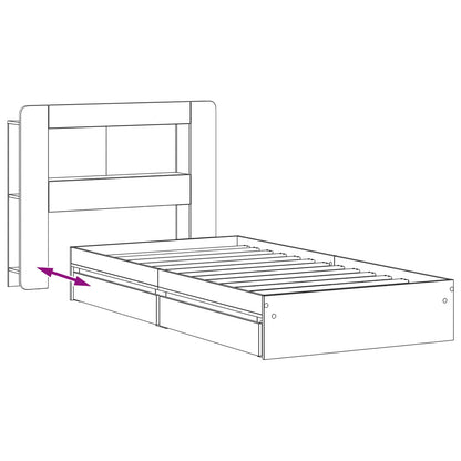 Bed Frame with Storage White 75 x 190 cm Engineered Wood