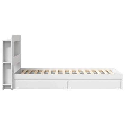 Bed Frame with Storage White 75 x 190 cm Engineered Wood