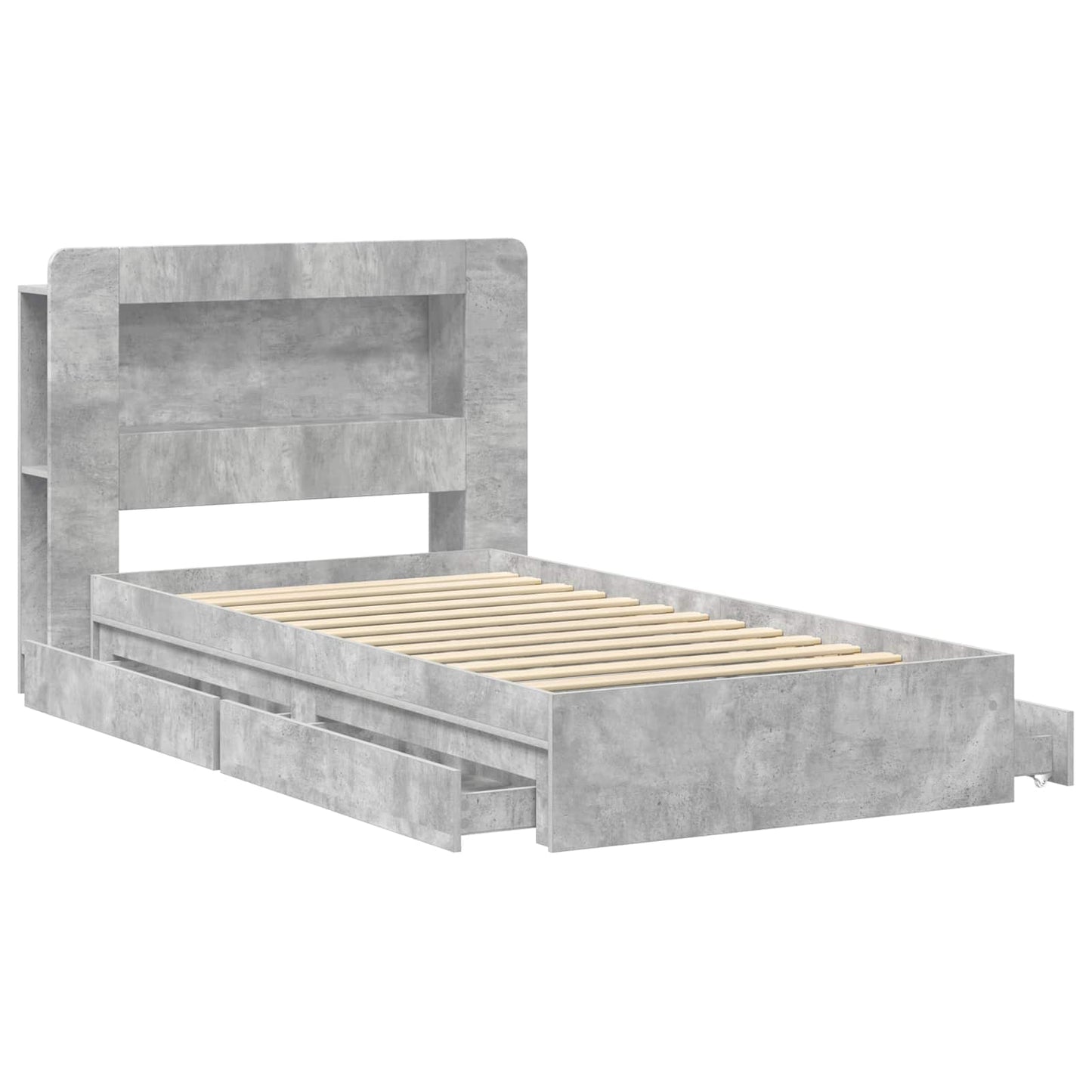 Bed Frame with Storage with Drawer Concrete Grey 90 x 190 cm