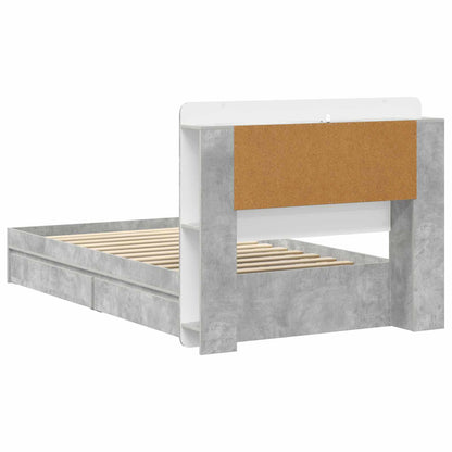 Bed Frame with Storage with Drawer Concrete Grey 90 x 190 cm