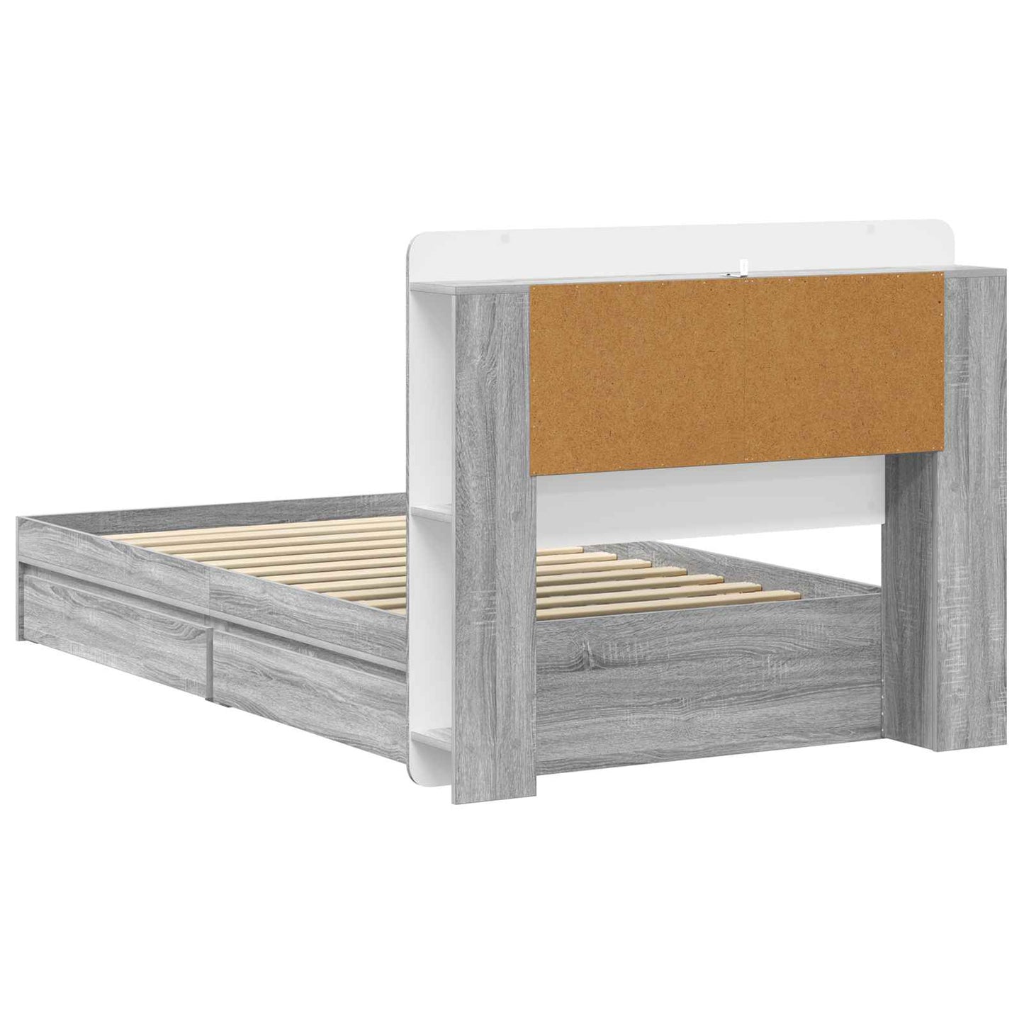 Bed Frame with Storage Grey Sonoma 90 x 190 cm Engineered Wood