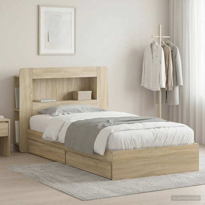 Bed Frame with Storage Sonoma Oak 90 x 190 cm Engineered Wood
