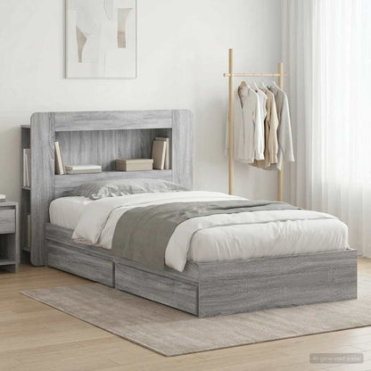 Bed Frame with Storage Grey Sonoma 100 x 200 cm Engineered Wood