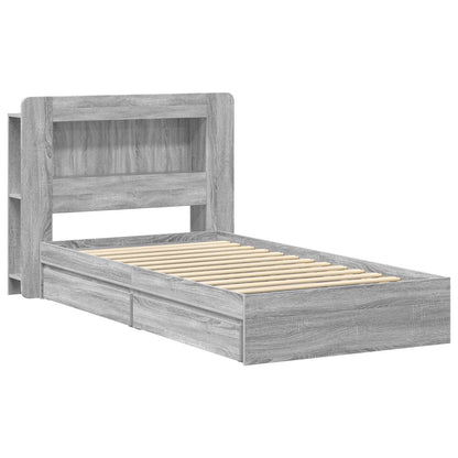 Bed Frame with Storage Grey Sonoma 100 x 200 cm Engineered Wood