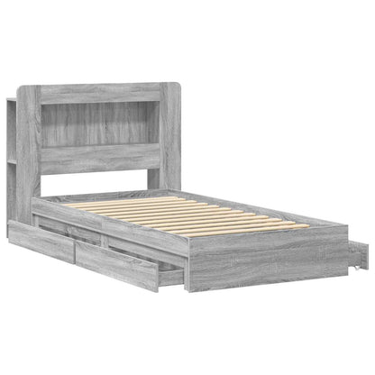 Bed Frame with Storage Grey Sonoma 100 x 200 cm Engineered Wood