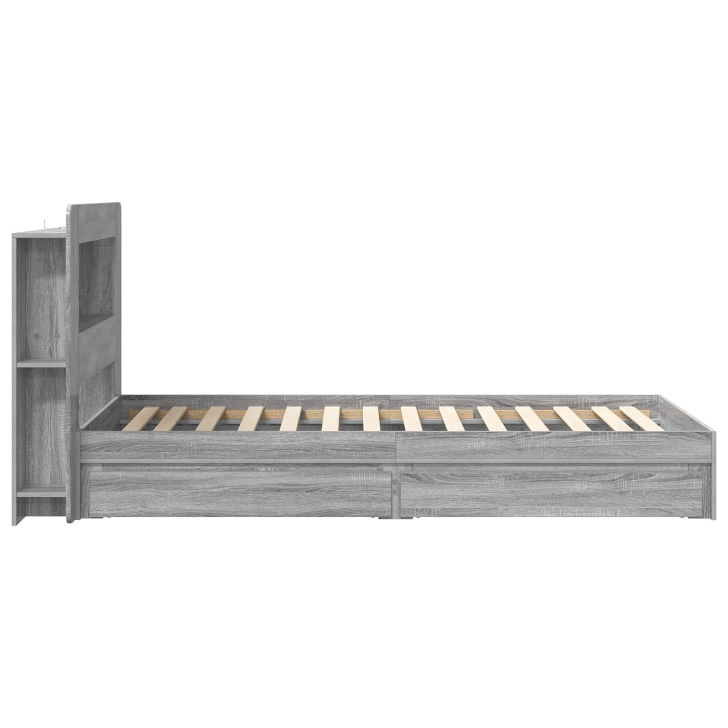 Bed Frame with Storage Grey Sonoma 100 x 200 cm Engineered Wood