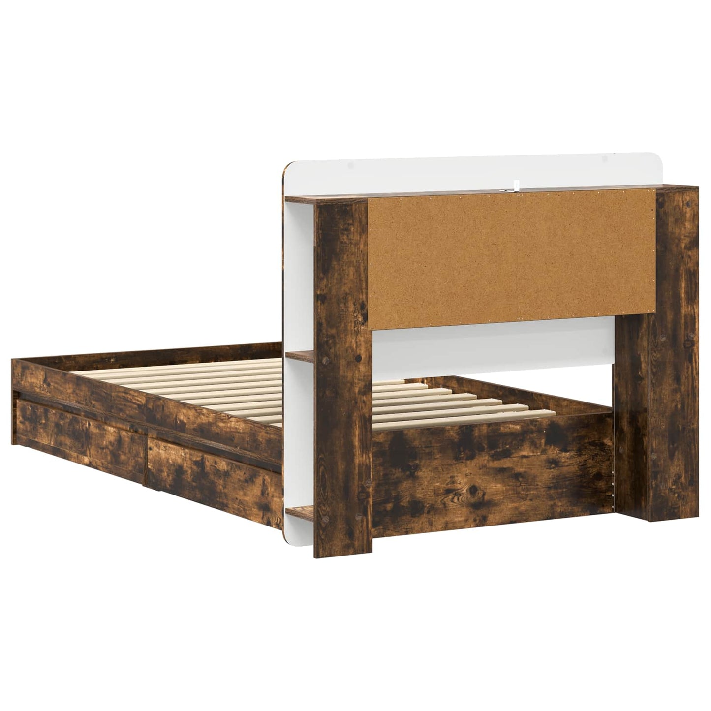 Bed Frame with Storage Smoked Oak 100 x 200 cm Engineered Wood