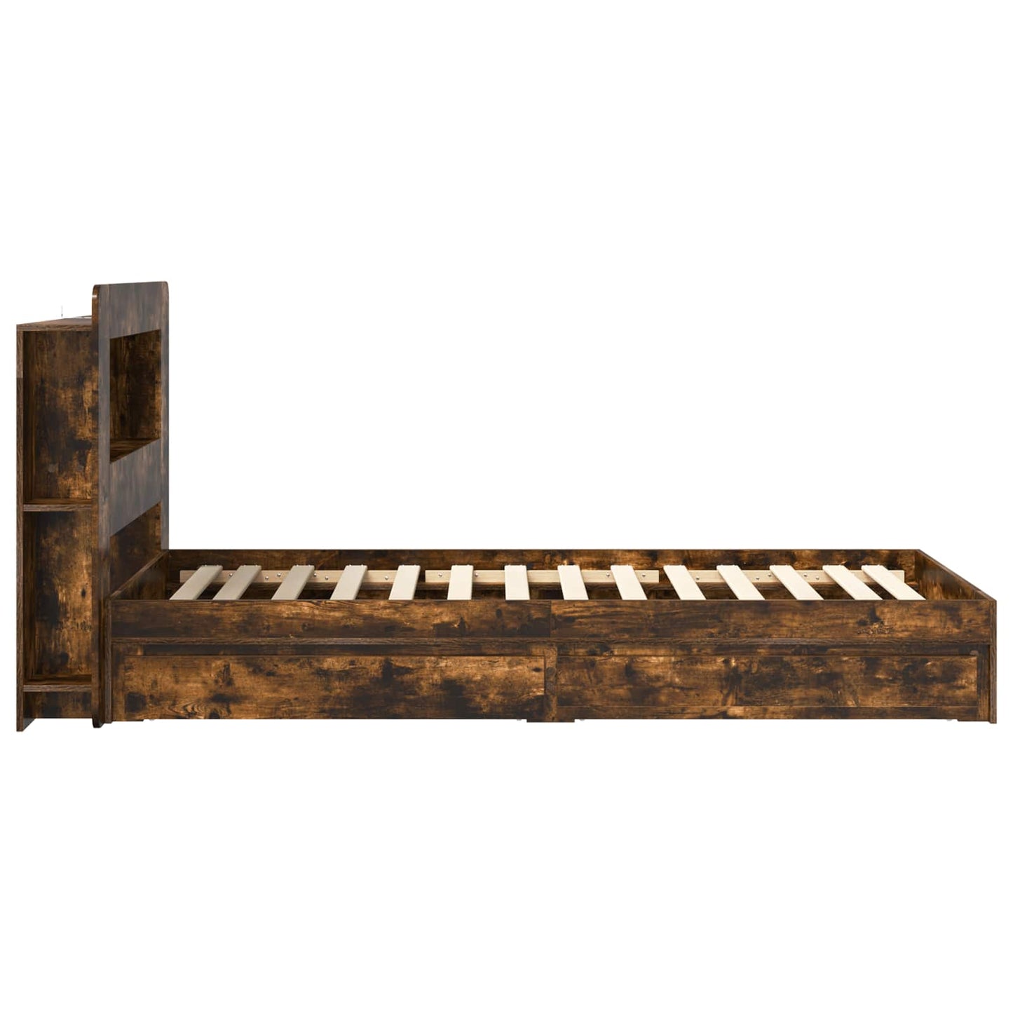 Bed Frame with Storage Smoked Oak 100 x 200 cm Engineered Wood