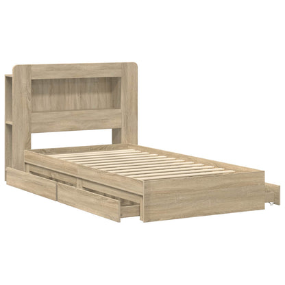 Bed Frame with Storage Sonoma Oak 100 x 200 cm Engineered Wood