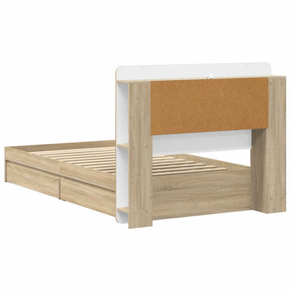 Bed Frame with Storage Sonoma Oak 100 x 200 cm Engineered Wood